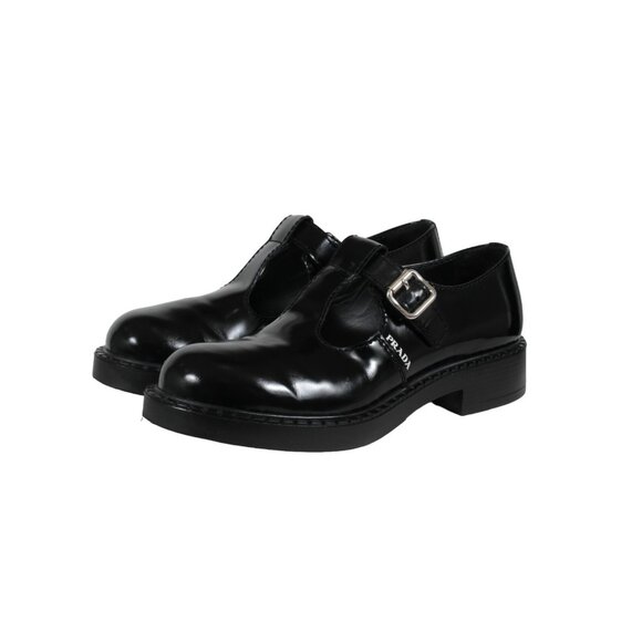 Prada Mens Mary Jane Single Buckle Loafers US 8.5 UK 7.5 Black Leather T Strap main image 11